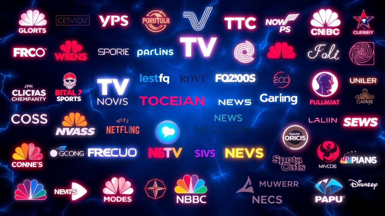 Collage of premium TV channel logos available on Vaultix IPTV